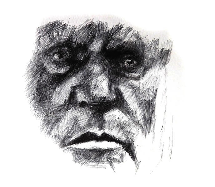 Title: Study Head 4 Media: Oil and ink on paper Size: 24 x 32 x 0.1 cm Year: 2018