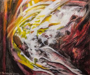 The initial source of the work is a radiological study made on a sick, genderless human body. The dazzling light of the X-ray study discloses the intimacy of this deteriorated living organism. Such as a landscape exposes the sky, a lake, a tree this “Human Landscape” displays the tumultuous insides of the body. The initial source of the work is a radiological study made on a sick, genderless human body. The dazzling light of the X-ray study discloses the intimacy of this deteriorated living organism. Such as a landscape exposes the sky, a lake, a tree this “Human Landscape” displays the tumultuous insides of the body.