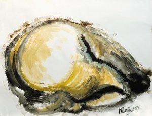 With a certain concept of a female’s body I began sketching. Little by little, the body began to take shape, offering itself. The results, as most of my work, is dramatic. The artwork was made out of a physical model.