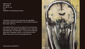 The artwork is a portrait of an anonymous, sick, genderless person who reveals its cranial fossa, such as displaying enigmas that concern to all of us. The artwork is a portrait of an anonymous, sick, genderless person who reveals its cranial fossa, such as displaying enigmas that concern to all of us.