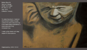 To create this artwork, I read and watched testimonials of persons united in the same body (twinning of two heads being supported by a single torso), and living intersected lives. I made up the artwork with deep respect for these persons. To create this artwork, I read and watched testimonials of persons united in the same body (twinning of two heads being supported by a single torso), and living intersected lives. I made up the artwork with deep respect for these persons.