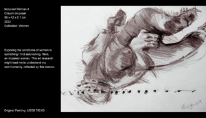 Exploring the conditions of women is something I find astonishing. Here, an impaired woman. This art research might lead me to understand my own humanity, reflected by this woman. Exploring the conditions of women is something I find astonishing. Here, an impaired woman. This art research might lead me to understand my own humanity, reflected by this woman.